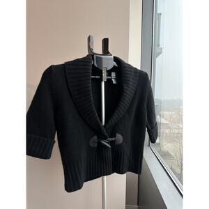 Ralph Lauren Women's Small Black Shawl Collar Toggle Closure Cardigan Cotton